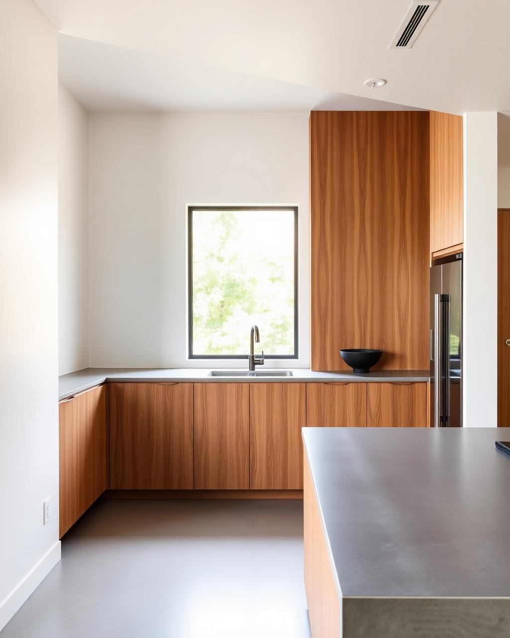 Modern Melbourne kitchen with timber cabinets and concrete benchtop